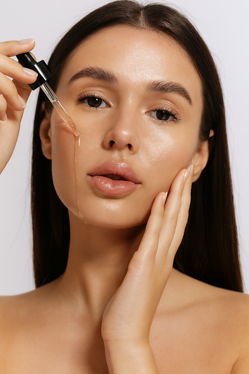 Woman using Plump Up the Serum for supple, dewy, radiant hydrating skin